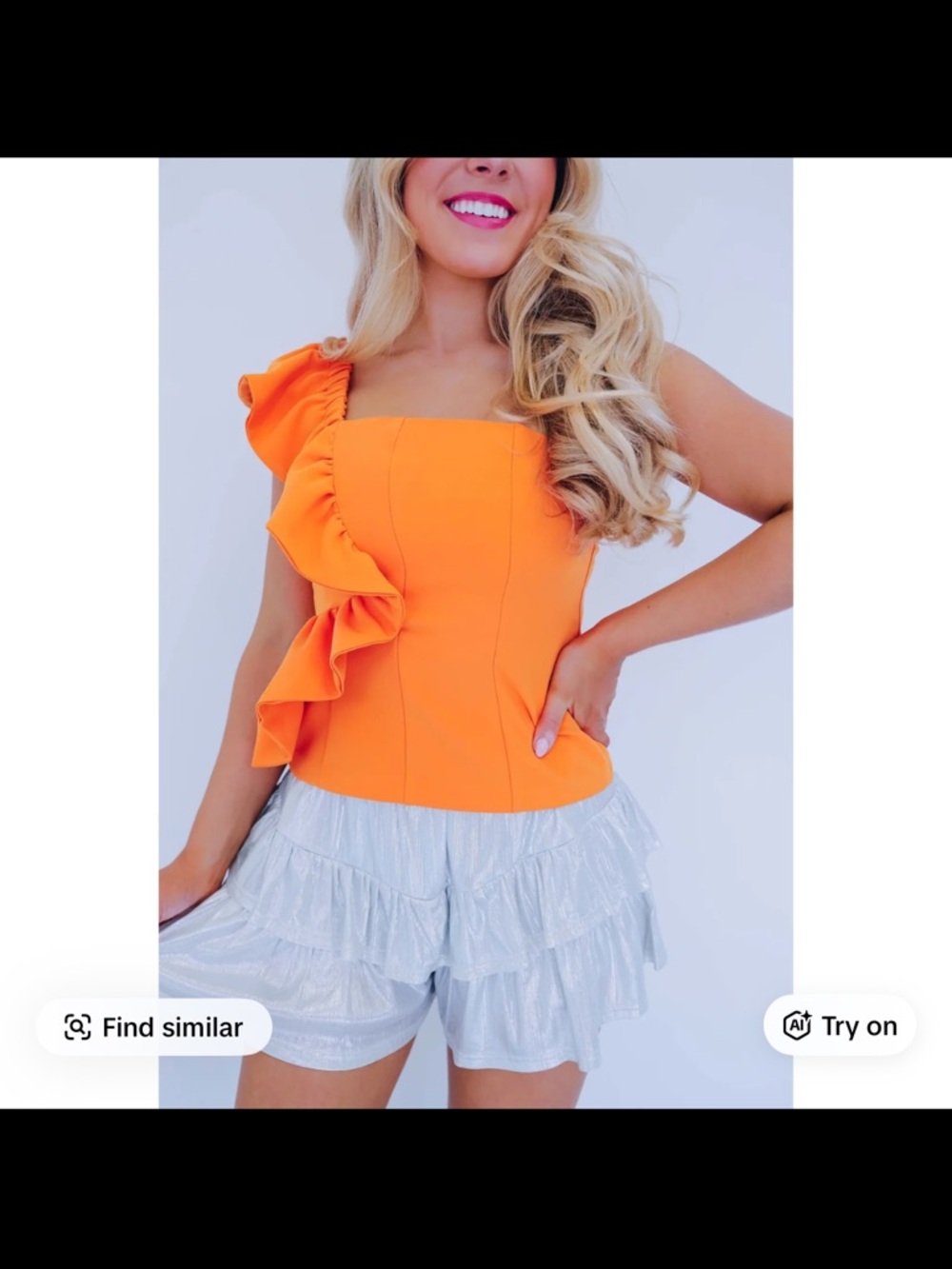 Bright Orange Ruffle One-Shoulder Top